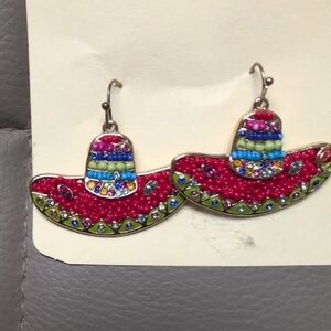 Colorful Beaded Sombrero Earrings